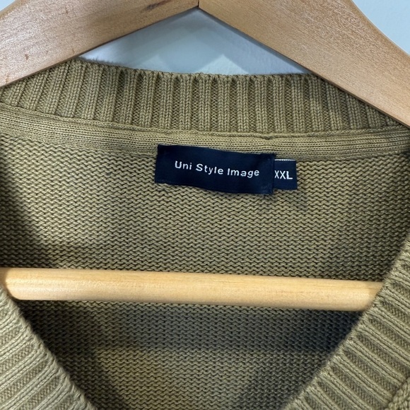 Uni Style Image Men’s Brown Cotton V-Neck Knit Sweater (XXL) - Picture 6 of 7